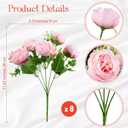 Geosar 8 Bundles Artificial Peonies Flowers Fake Silk Peony Bouquet Faux Peonies Flowers Bulk for Decoration Vase Floral Arrangements Wedding Party Table (Pink)