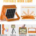100W LED Solar Work Light, 466 LED 10000LM Magnetic Worklight with 5 Modes, 12000mAh Battary Rechargeable, IP66 Waterproof Portable Solar Outdoor Working Light for Emergency, Repair, Camping