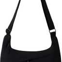 Crescent Bags for Women Nylon Hobo Crossbody Bags Casual Shoulder Handbags Multi-Pocket Sling Bag Lightweight Crossbody Purse (Black)