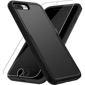 For iPhone 7/8 Plus Case, with HD Screen Protector,[Military Grade Drop Tested] Heavy-Duty Tough Rugged Shockproof Protective Phone Case for iPhone 7/8 Plus 5.5, Black