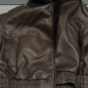 Women's Y2K Faux Leather Jacket Zip Up Crop Bomber Jacket Going Out Motor Bike Motorcycle Coat Streetwear with Pocket (Medium, Brown)