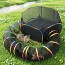 Love's cabin Outdoor Cat Enclosures Rainbow, Foldable Catio Outdoor Cat Enclosure Playground Include Portable Tent, Circle Kitten Playpen Tunnel, Outside House for Indoor Kitty and Small Animals