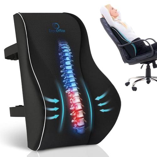 Ergo Office Lumbar Support Pillow for Office Chair - Memory Foam Lumbar Pillow for Car, Gaming Seat with Mesh Cover - Lower Back Support for Office Chair for All Day Sitting - Pain Relief Back Pillow