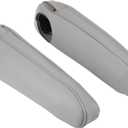 X AUTOHAUX 1 Pair Car Front Seat Armrest Cover Kit Microfiber for Toyota Sienna 2011-2017 Leather Gray