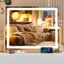 Vanity Mirror with Lights, 24'' x 20'' Lighted Makeup Mirror, Touch Screen with 3-Color Lighting, Dimmable for Vanity Desk Tabletop Square Gold
