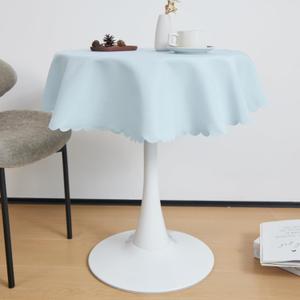 Small Round Light Blue Tablecloth 36 Inch Polyester Fabric Washable Table Cover Decorative Wrinkle Resistant Solid Color Table Cloth for Dining Party Wedding Camping, Medium