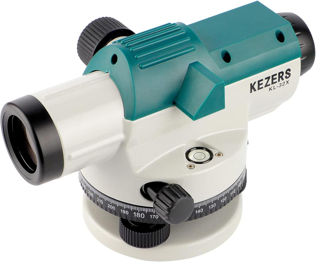 KEZERS 32X Automatic Optical Level Kit with Self- Leveling Magnetic Dampened Compensator and Transport Lock, High Precision Height/Distance/Angle Level Measure - KL-32X