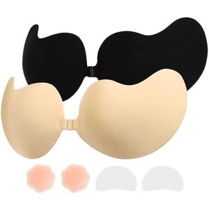 SAMFLAG Sticky Bra Backless Backless Strapless Bra Push Up for Nipple Cover Suitable for Daily, Party, Weddings Dress wear, B