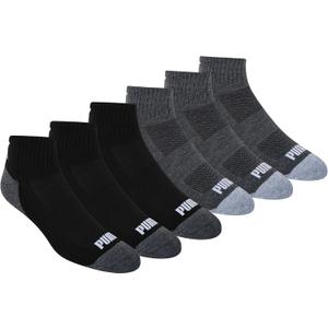PUMA Men's 6 Pack Quarter Crew Socks (Gray, L)