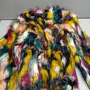 Gihuo Faux Fur Coat Women Winter Fur Fluffy Jacket Multicolor Furry Coat Jackets, L