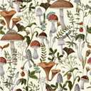 HAOKHOME Boho Peel and Stick Wallpaper Mushroom Forest Removable Stick on Contact Paper for Kitchen Bathroom Beige/Brown/Green17.3in x 32.8ft