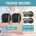 Hycline 2-Pack Mountain Bike Tires Set: 20/24/26/27.5-inch Folding Replacement High-Performance Wear-Resistant Bicycle Tires and Pair Inner Tubes with Tire Levers for MTB Off-Road Bike