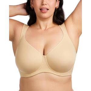 HSIA Bras for Women Minimizer Full Coverage, Plus Size T Shirt Unlined Underwire Smooth Bra, Seamless Cups Joan Ultimate Soft, Beige, 40C