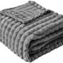 FY FIBER HOUSE Throw Blanket for Couch Soft Warm Fuzzy Blankets for Sofa All Season Use, 50x60 Inches, Grey