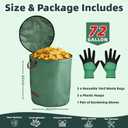 3-Pack Reusable Yard Waste Bags with Lid, 72 Gallon Heavy Duty Lawn and Leaf Bags with Gardening Gloves, Self-Standing Collapsible Garden Waste Container with 4 Reinforced Handles for Debris & Grass