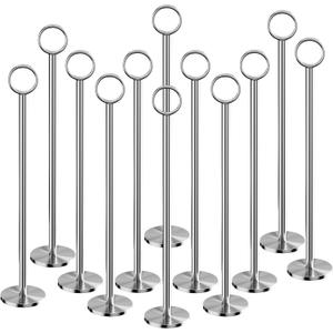 Urban Deco 12PK Table Number Holders Place Card Holders 12 Inch Table Card Holders Steel Card Holders for Photos, Food Signs, Memo Notes, Weddings, Restaurants, Birthdays (Silver)