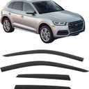 Fit 2018-2024 Audi Q5 & SQ5 Acrylic Tape on Low Profile Window Visors | IKON MOTORSPORTS, Not Fit Sportback Models, Smoke/Tinted, Rain Guards, Self-Adhesive, Side Window Wind Deflectors, 4PCS