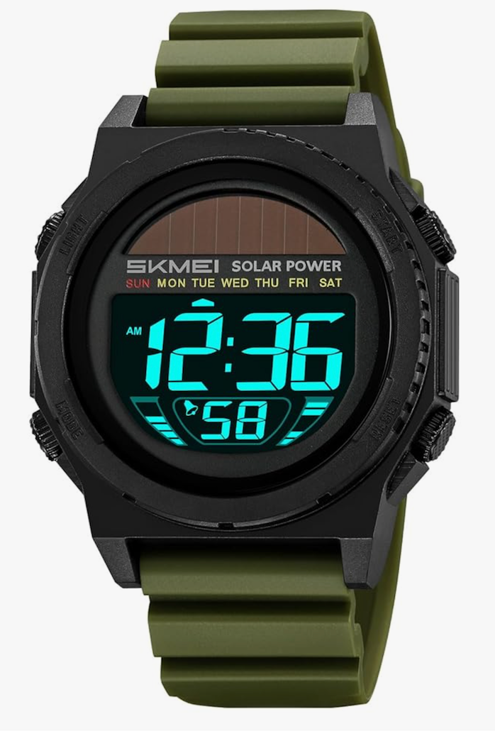 Solar Powered Energy Watch for Men Military Digital Multifunctional Led Luminous Indication 2 Time Zone 50m Waterproof Watch Reloj Solar para Hombre