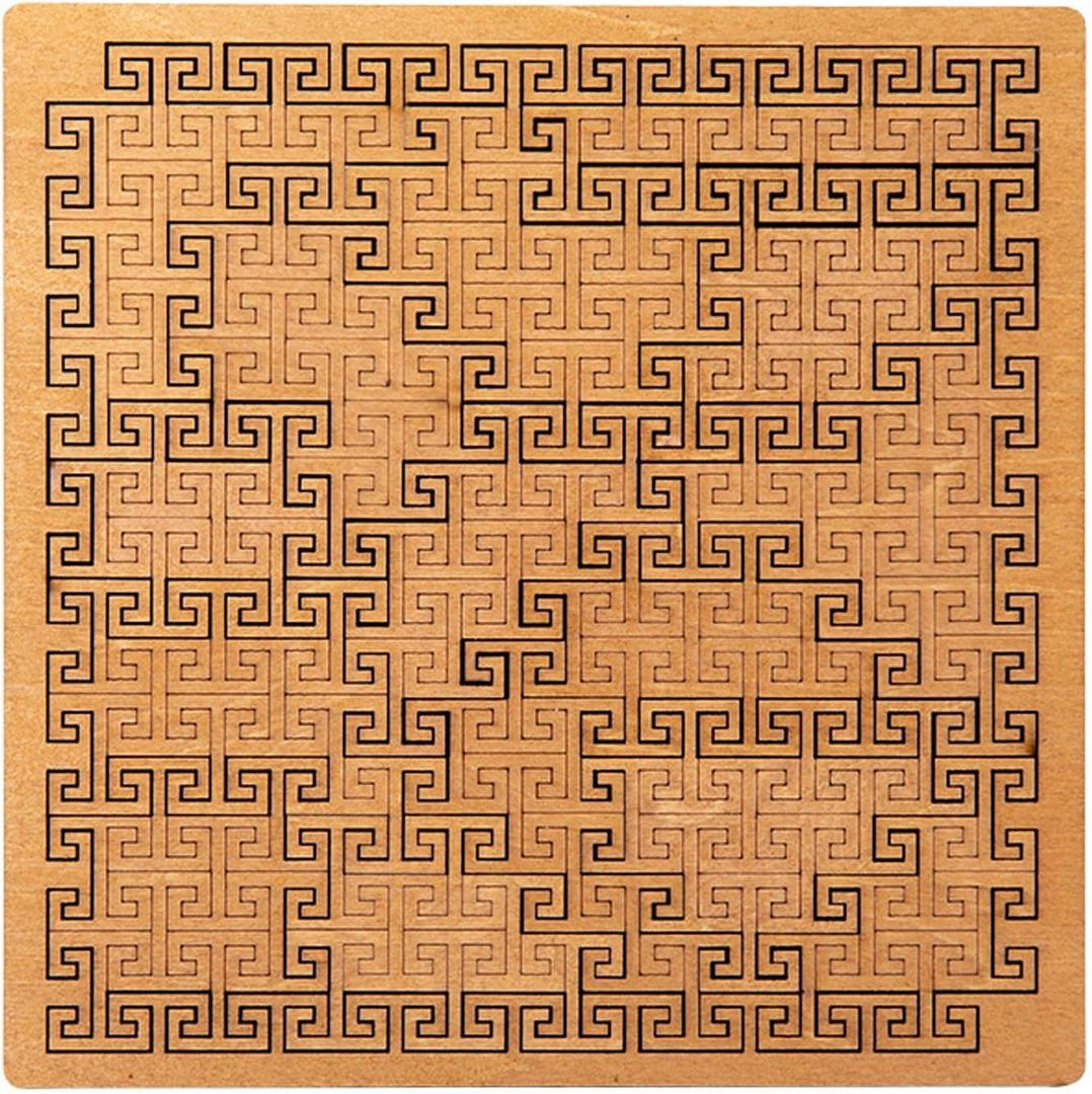 Fractal Tray Puzzle for Adults - Hardwood Mind-Bending Jigsaw with No Image & Irregular Curves | Reverse Thinking Brain Teaser Challenge | Advanced 3D Puzzle