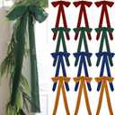 12 PCS Christmas Frayed Edge Bows Decoration - 12" x 24" Chiffon Silk Ribbon Large Vintage Bow Ornaments Set for Xmas Tree Topper, Garland, Wreath, Candlestick - Holiday Indoor Outdoor Decor (Classic Color)