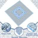 Hillsuren Mahjong Tablecloth 55" x 55" Polyester Blue Block Print Floral Flower Square Instructional Design with Rules for Family Game Night Party Favor Supplies