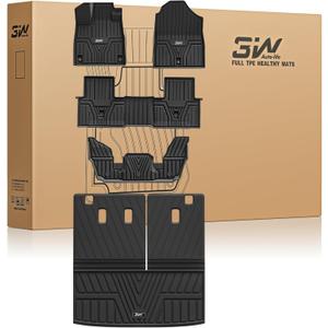 3W Floor Mats and Cargo Liner Fit for Honda Pilot 2023 2024 2025 2026, Custom Fit All Weather Honda Pilot Accessories Odorless Anti-Slip TPE Full Set Mats Black