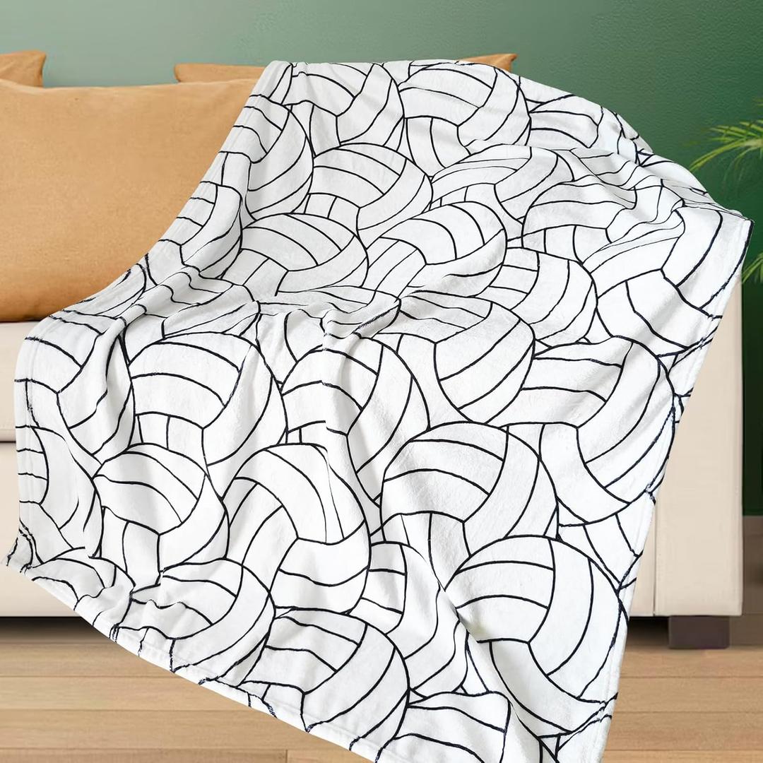 Volleyball Blanket Volleyball Gifts Girls Teens Boys Coach Team Gifts Senior Night Birthday Christmas Gifts Bedroom Stuff(Light Black and White, 40x50 inch)