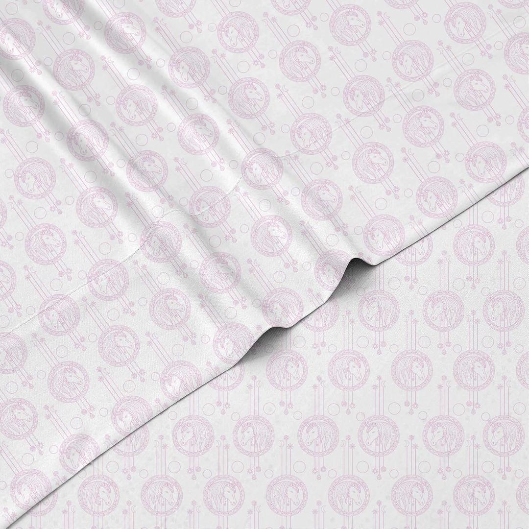 3-Piece Pink Unicorn Pendant Sheet Set | 1 Twin Flat Sheet, 1 Twin Fitted Sheet & 1 Queen Pillowcase | 100% Softly Brushed Microfiber Polyester | Soft, Smooth & Durable | Ideal for Kids