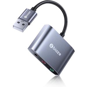 USB to 3.5mm Jack Audio Adapter External Sound Card with Dual 3.5mm Headphone and Microphone TRS Jack to USB Compatible with Windows, Laptops, Desktops Windows, MAC, Linux, PC, PS5, PS4 (Grey)