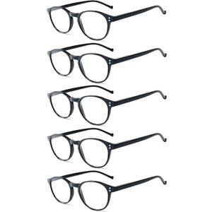 NORPERWIS 5 Pairs Reading Glasses - Standard Fit Spring Hinge Readers Glasses for Men and Women (5 Pack Black-2, 2.75)