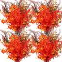 Geosar 24 Bundles Fall Artificial Flowers Artificial Outdoor Flowers UV Resistant Yellow Orange Flowers Faux Flowers Decorations Fake Plants for Autumn Home Porch Wedding Garden Decor