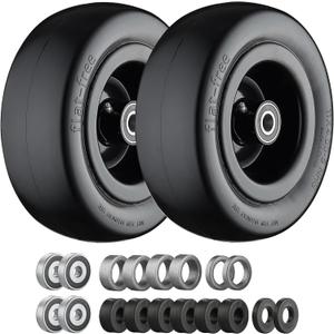 11x4.00-5 Lawn Mower Tires Flat Free with 3/4" or 5/8" and 1/2" Bearings, 3.6"-6.7" Centered Hub, Load 330lbs,11x4.00-5 Tire Zero Turn Front Tires- 2Pack