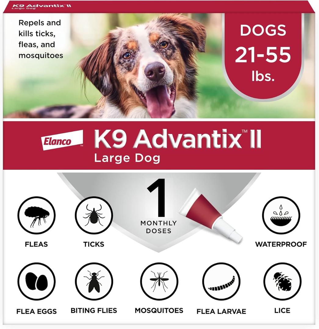 K9 Advantix II Large Dog Vet-Recommended Flea, Tick & Mosquito Treatment & Prevention | Dogs 21-55 lbs. | 1-Mo Supply, No Expiration Date