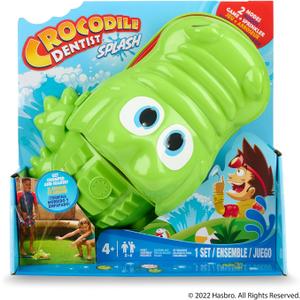 Hasbro Crocodile Dentist Splash Water Game for Kids  Backyard Sprinkler Outdoor Games for Summer Fun