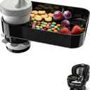Car Seat Snack Tray for Toddlers, Reduces Mess Square Travel Tray Cup Holder Snack Tray, Durable Car Food Tray for Kids, Universal Fit Kids Travel Road Trip Essentials (Black)