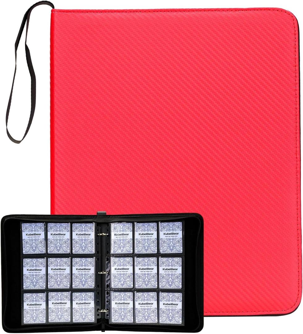 Card Binder  720 Capacity, Zippered Trading Card Holder for MTG, Sports & Collectible Cards  Acid-Free, Durable & Travel-Friendly Storage (Red, 9 Pocket)
