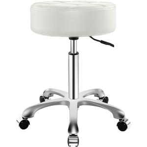 Rolling Stool with Wheels, Thick Cushion Heavy Duty Esthetician Hydraulic Chair Stool for Work Medical Tattoo Salon Office (White)
