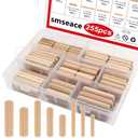 smseace 255Pcs Wooden Dowel Pins - 8 Sizes 1/4Inch 5/16Inch 3/8Inch Fluted Wooden Dowel Kit for Crafts, Furniture, Door, DIY