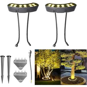 Outdoor Landscape Lights, DC 24V Low-Voltage Tree-Hugging Lights (Transformer Not Included), IP65 Waterproof Spotlights 3000K, Suitable for Palm Trees and Landscapes Requiring Accent Lighting (2-Pack)