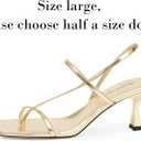 Modatope Womens Kitten Heel Strappy Thong Sandals Square Open Toe Flip Flop Heels (6.5)