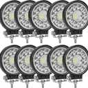 LED Light Pods 4 Inch for Truck, 100W Round LED Off-Road Lights Spot Flood Combo Beam Led Fog Lights Waterproof 9000lm 12V 24V Driving Work Lights, 10PCS
