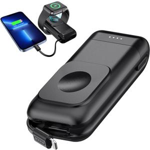 Portable Charger for Apple Watch and iPhone, 6000mAh for Apple Watch Charger Series 8 with Built-in Charging Cable, Travel Charger for iWatch 8/7/6/SE/5/4/3 Battery Charger for iPhone 14 Pro Max/13/12