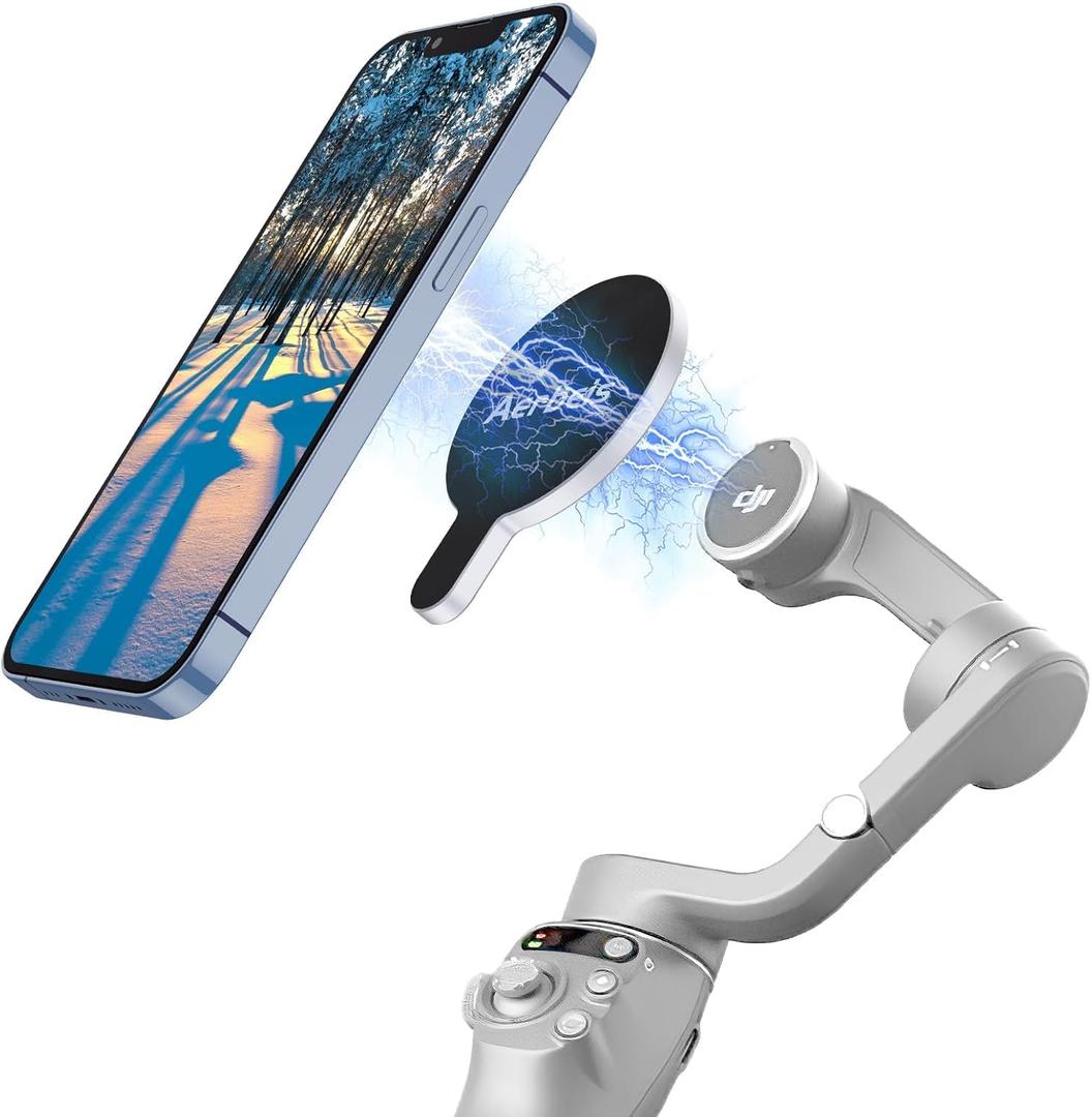 for DJI Magnetic Phone Holder Clamp - for Magsafe DJI Osmo Mobile 8 7P 7 SE 6 5 4 Adapter Magnets Clip Clamp Ring Holder Quick-Release Mount for OM Gimbal Stabilizer Accessories (Silver)