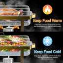 4 Pack 9 Qt Chafing Dishes Buffet Set - Gold Stainless Steel Food Warmers with 12 Serving Utensils (Tongs, Ladles, Spoons) for BBQ, Parties, Catering, Weddings, Events