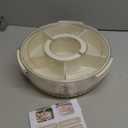 Divided Serving Tray with Lid and Handle, Stackable Snackle Box Container for Fruits Candy Organizer, Portable Spinning Rounded Veggie Tray for Kitchen, Party, Trave and Picnic-1 PACK, 12" L-1pcs (White)