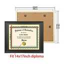 LTYHHK 14x17 Diploma Frame Solid Wood Black, Displays 14x17 Diplomas with Black Over Gold Mat or 16x20 Inch Without Mat, Diploma Frame 14x17 Certificate Frames (LK1620BG)