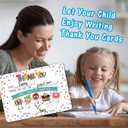 Gooji Kid’s Thank You Cards, 25 Pc. Postcards Set, Double-Sided Custom Cardstock with Fill in the Blank Messages for Birthday Party, Event, or Holiday Use, Stickers Included (Party Treats)