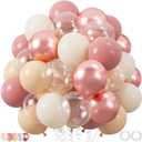 100pcs Retro Blush Pink Balloons, 12 Inch Vintage Dusty Pink, Rose Gold Sand White Nude & Clear Balloon for Weddings, Baby Showers, Bridal Showers, Disco Nights, Birthday Decoration