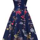 DRESSTELLS Women's Cocktail Dresses, Formal Wedding Guest Modest Church Vintage Tea Party Midi Evening Dress (L)