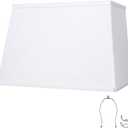 White Lamp Shades, Large Square Lampshades, Top7 x 12.5'' xBottom 9 x 15'' xHigh 9.8 '', Includes 1 Lamp Harp Holder, 2 Adapters, Suitable for Table Lamps and Floor Lamps, Easy Assembly